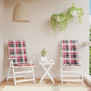 vidaXL Perne scaun spătar înalt 2 buc. roșu carouri 120x50x3 cm textil imagine
