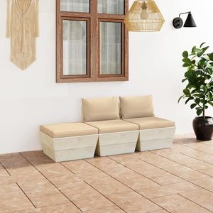 vidaXL Set mobilier grădină din paleți, cu perne, 3 piese, lemn molid imagine