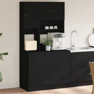vidaXL Dulap de bucătărie, negru, 95x50x180 cm, lemn prelucrat imagine