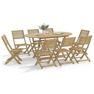 vidaXL Set de masă pentru grădină 9 piese poliratan/lemn masiv acacia imagine