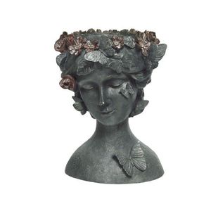 Ghiveci Women bust antique w flowers, Decoris, 16.5 x 17.5 x 23 cm, polirasina imagine