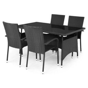 Set masa + 4 scaune, Presley, otel, negru imagine