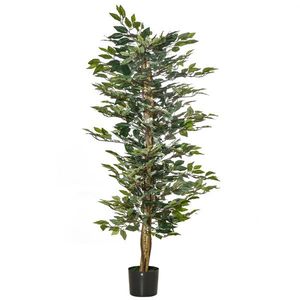HOMCOM Plantă Ficus Falsă, Plantă Înaltă de 150cm, Plantă Artificială Decorativă pentru Interior și Exterior, Ø17x14.5 cm, Verde imagine