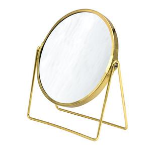 Oglinda machiaj pentru baie din otel inoxidabil, Summer S, stativa, auriu, 1: 1 sau marire 5X, diametru 16 cm imagine