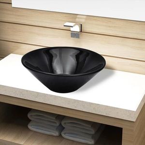 Chiuvetă ceramică pentru baie, rotundă, negru imagine