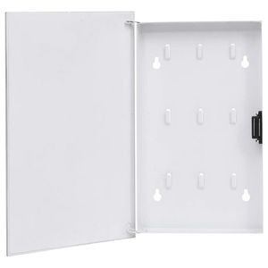 vidaXL Casetă pentru chei cu tablă magnetică, alb, 30 x 20 x 5, 5 cm imagine