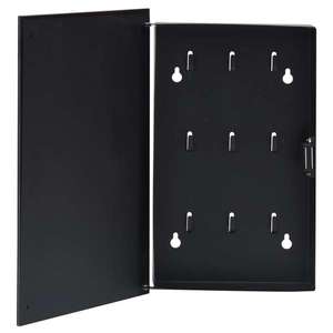 vidaXL Casetă pentru chei cu tablă magnetică, negru, 30 x 20 x 5, 5 cm imagine
