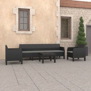 vidaXL Set mobilier de grădină cu perne, 4 piese, antracit, PP ratan imagine