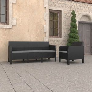 vidaXL Set mobilier de grădină cu perne, 2 piese, antracit, PP ratan imagine
