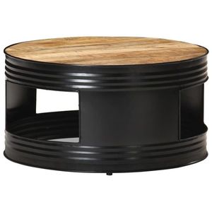 vidaXL Măsuță de cafea, negru, 68x68x36 cm, lemn masiv brut de mango imagine