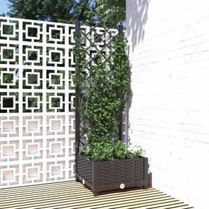 vidaXL Jardinieră de grădină cu spalier negru, 40x40x121, 5 cm, PP imagine