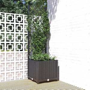 vidaXL Jardinieră de grădină cu spalier negru, 40x40x136 cm, PP imagine