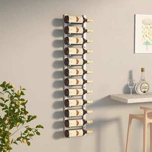 vidaXL Suport sticle de vin montat pe perete, 12 sticle, alb, fier imagine