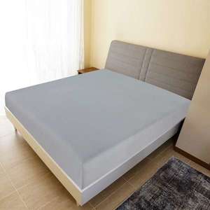 vidaXL Cearșaf de pat cu elastic, 2 buc., gri, 90x200 cm, bumbac imagine