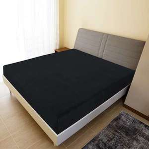 vidaXL Cearșaf de pat cu elastic, 2 buc., negru, 100x200 cm, bumbac imagine