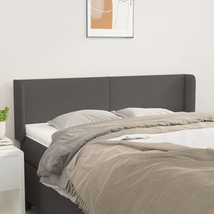 vidaXL Tăblie de pat cu aripioare gri 147x16x78/88 cm piele ecologică imagine