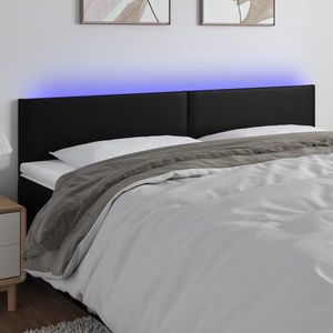 vidaXL Tăblie de pat cu LED, negru, 160x5x78/88 cm, piele ecologică imagine