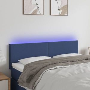 vidaXL Tăblie de pat cu LED, crem, 144x5x78/88 cm, textil imagine