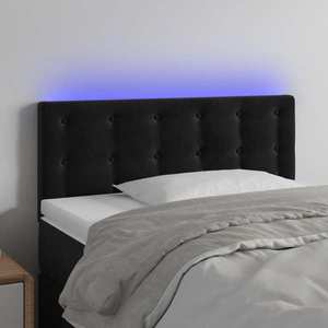 vidaXL Tăblie de pat cu LED, negru, 80x5x78/88 cm, catifea imagine