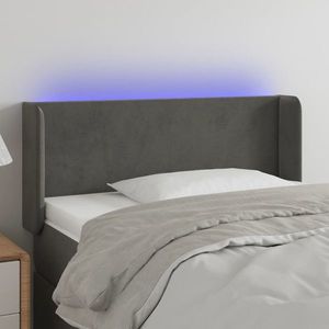 vidaXL Tăblie de pat cu LED, gri închis, 93x16x78/88 cm, catifea imagine
