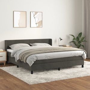 vidaXL Pat box spring cu saltea, gri închis, 160x200 cm, catifea imagine