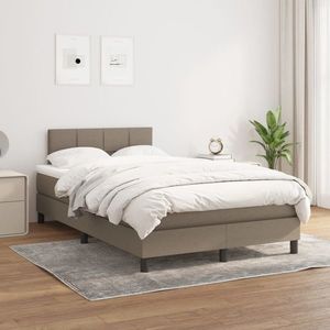 vidaXL Pat box spring cu saltea, gri taupe, 120x200 cm, textil imagine