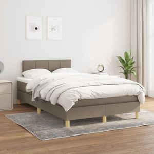 vidaXL Pat box spring cu saltea, gri taupe, 120x200 cm, textil imagine