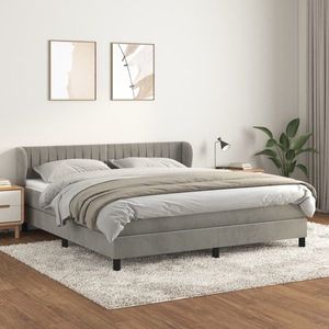 vidaXL Pat box spring cu saltea, gri deschis, 160x200 cm, catifea imagine