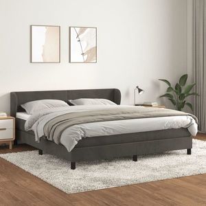 vidaXL Pat box spring cu saltea, gri închis, 160x200 cm, catifea imagine