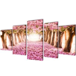 Set tablouri imprimate pe pânză Cireși înfloriți, 100x50 cm imagine