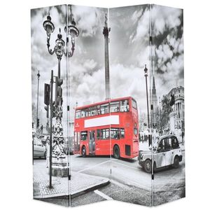 vidaXL Paravan cameră pliabil, 160x170 cm, autobuz londonez, negru/alb imagine