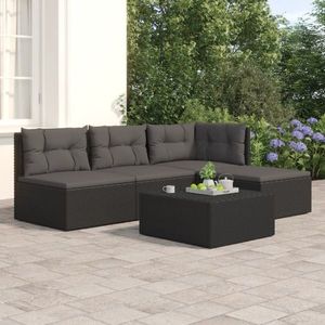 vidaXL Set mobilier relaxare grădină 4 piese cu perne poliratan negru imagine