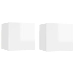 vidaXL Noptiere, 2 buc, alb extralucios, 30, 5x30x30 cm, lemn prelucrat imagine