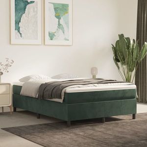 vidaXL Pat box spring cu saltea, verde închis, 140x200 cm, catifea imagine