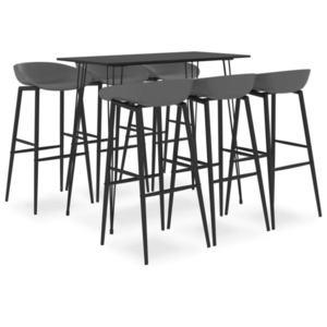 vidaXL Set mobilier de bar, 7 piese, negru și gri imagine