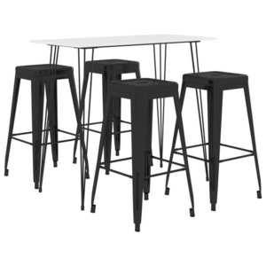vidaXL Set mobilier de bar, 5 piese, alb și negru imagine