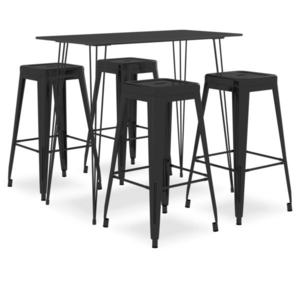 Masă de bar cu 4 scaune de bar, negru imagine
