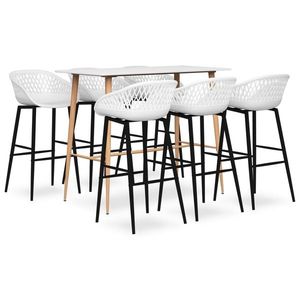 vidaXL Set mobilier de bar, 7 piese, alb imagine