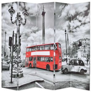 vidaXL Paravan cameră pliabil, 200x170 cm, autobuz londonez, negru/alb imagine