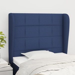 vidaXL Tăblie de pat cu aripioare, albastru, 93x23x118/128 cm, textil imagine