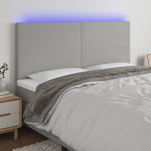 vidaXL Tăblie de pat cu LED, gri deschis, 180x5x118/128 cm, textil imagine