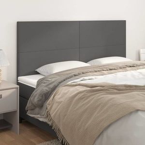 vidaXL Tăblii de pat, 4 buc, gri, 90x5x78/88 cm, piele ecologică imagine