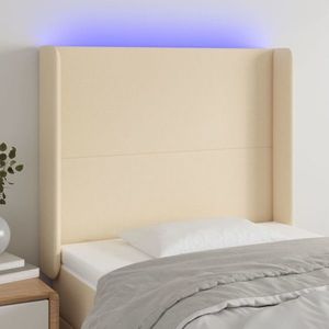 vidaXL Tăblie de pat cu LED, crem, 83x16x118/128 cm, textil imagine
