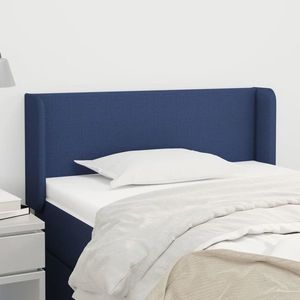 vidaXL Tăblie de pat cu aripioare albastru 93x16x78/88 cm textil imagine