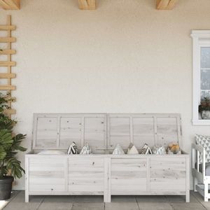 vidaXL Ladă depozitare de grădină alb 198, 5x50x56, 5 cm lemn masiv brad imagine