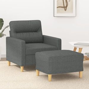 vidaXL Fotoliu canapea cu taburet, gri închis, 60 cm, textil imagine