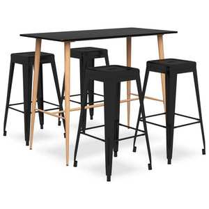 vidaXL Set mobilier de bar, 5 piese, negru imagine