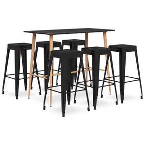 vidaXL Set mobilier de bar, 7 piese, negru imagine