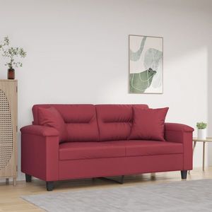 vidaXL Canapea cu 2 locuri cu pernuțe, roșu vin 140 cm piele ecologică imagine