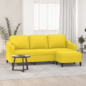 vidaXL Canapea cu 3 locuri și taburet, galben deschis, 180 cm, textil imagine